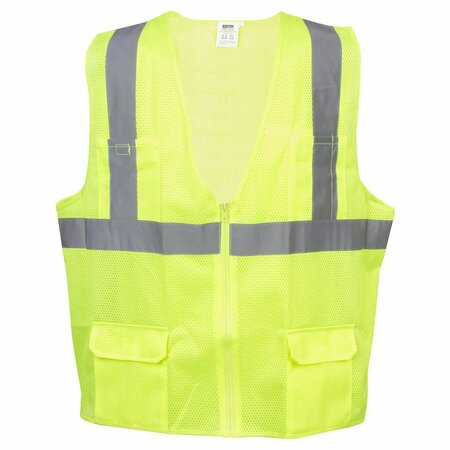CORDOVA Safety Vest, Type R, Class 2, Mesh, Lime, 2in Reflective Tape, M VW211PM